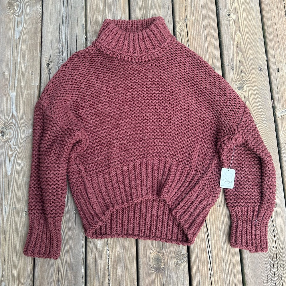 Free People Burgundy Turtleneck Sweater